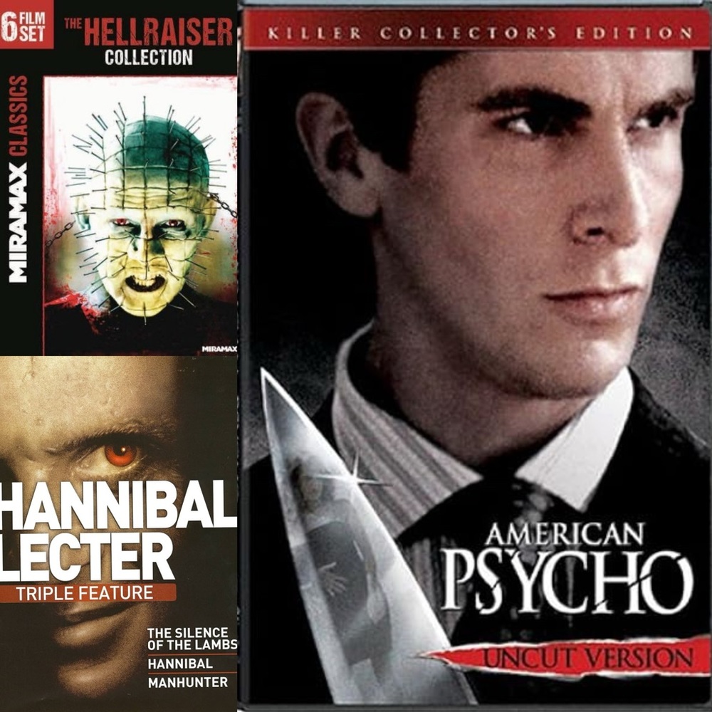 3 horror movie lot | American Psycho | Hannibal Lecter | Hellraiser